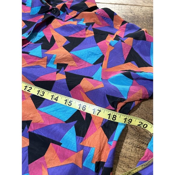 Guy Laroche Vintage Diffusion Paris Silk Blouse Size 40/12 US Geometric Design - Picture 7 of 8